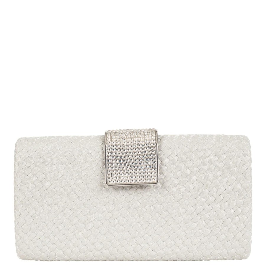 Handbags Sondra Roberts Shop All Evening | Woven Nizza Clutch With Rhinestone Pave Clasp