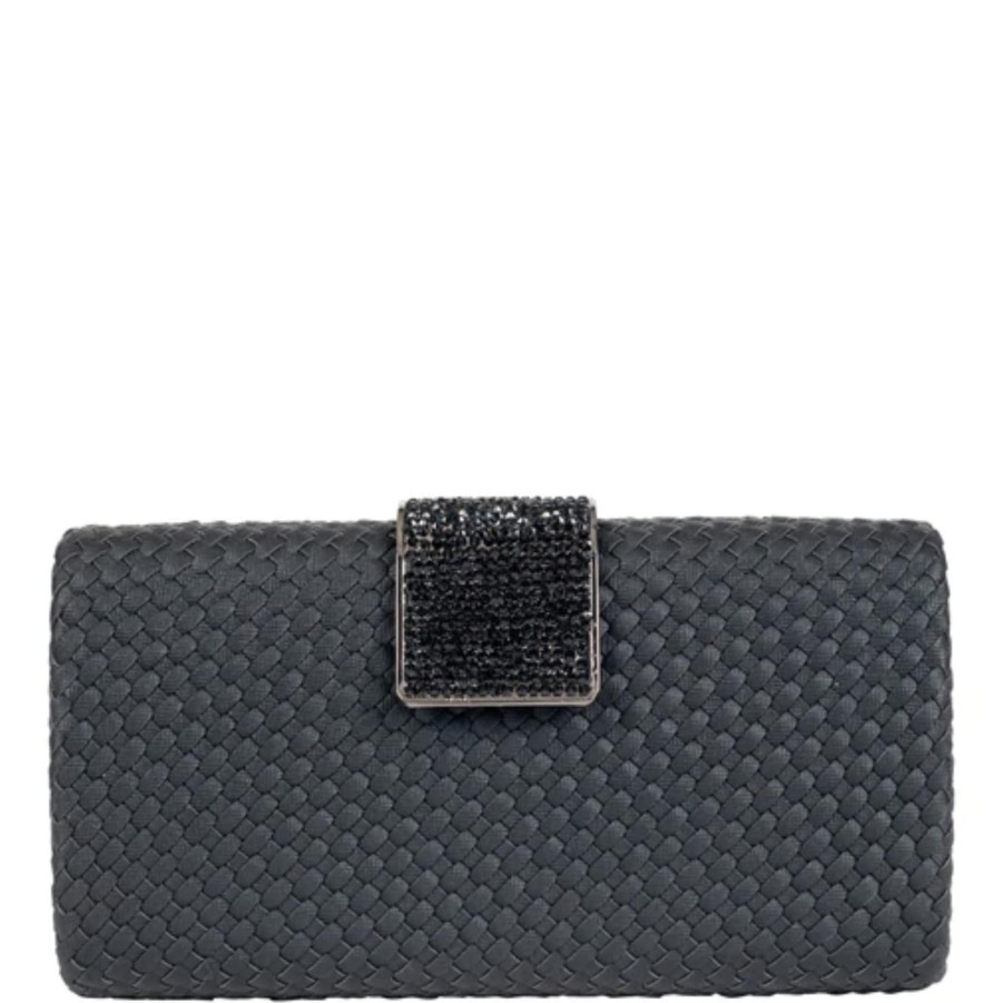 Handbags Sondra Roberts Shop All Evening | Woven Nizza Clutch With Rhinestone Pave Clasp