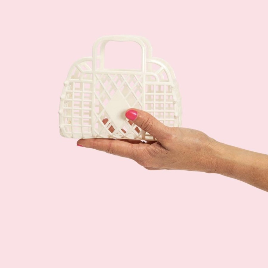 Handbags Sunjellies Beach Bags | Sunjellies Retro Basket Cream- Mini