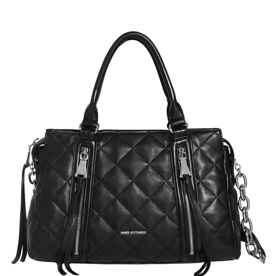 Handbags Aimee Kestenberg Leather Shoulder Bags | Maven Quilted Convertible Satchel Black