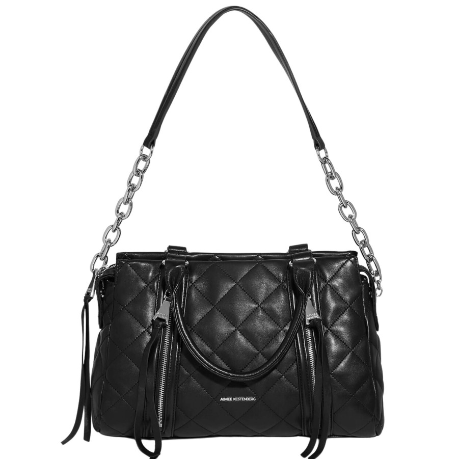 Handbags Aimee Kestenberg Leather Shoulder Bags | Maven Quilted Convertible Satchel Black