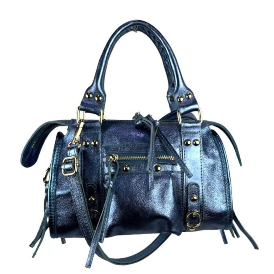 Handbags Chenson & Gorett Leather Crossbodys | Italian Leather Handbag With Shiny Effect