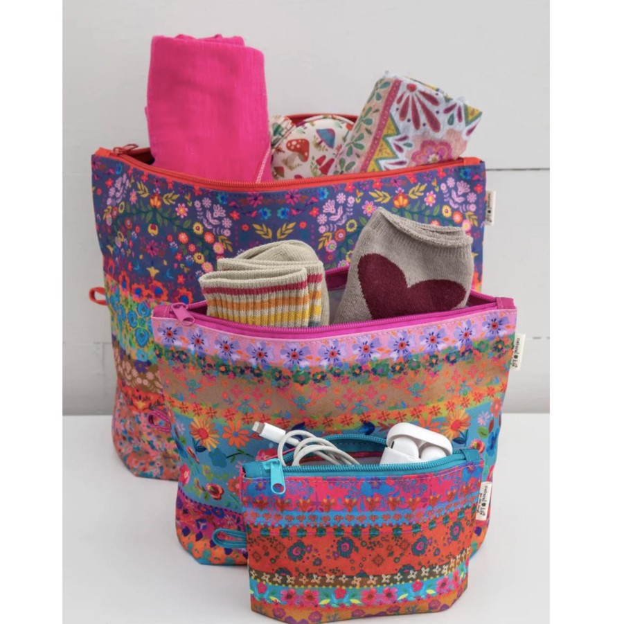 Accessories Natural Life Packing Organization | Anything & Everything Pouch Set - Border Print