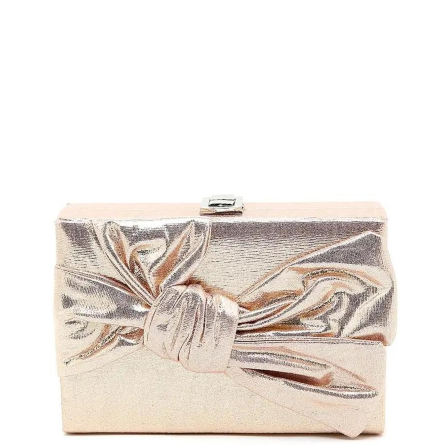 Handbags Peach accessories Shop All Evening | Shimmery Large Bow Clutch Bag