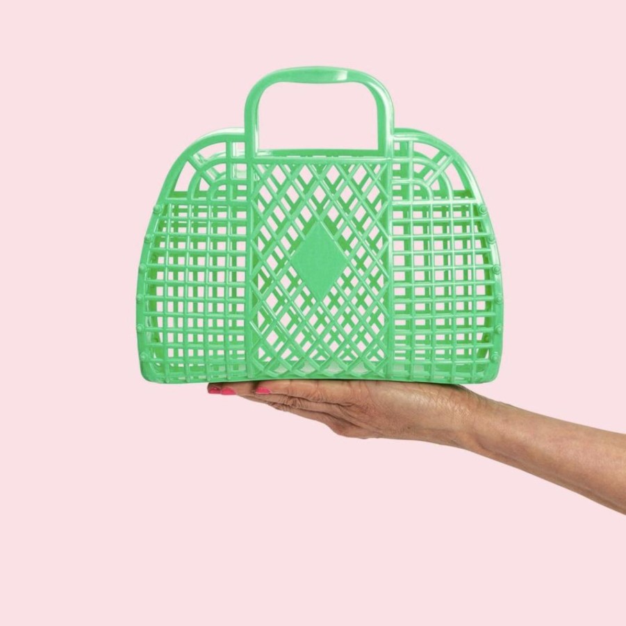 Handbags Sunjellies Beach Bags | Sunjellies Retro Basket Green- Small ...