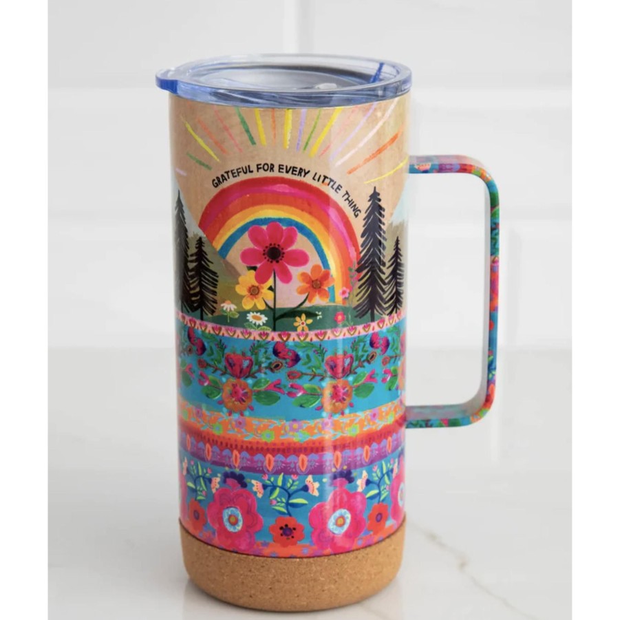 Home & Gifts Natural Life Tumbler Bottles | Cork Coffee Tumbler - Grateful