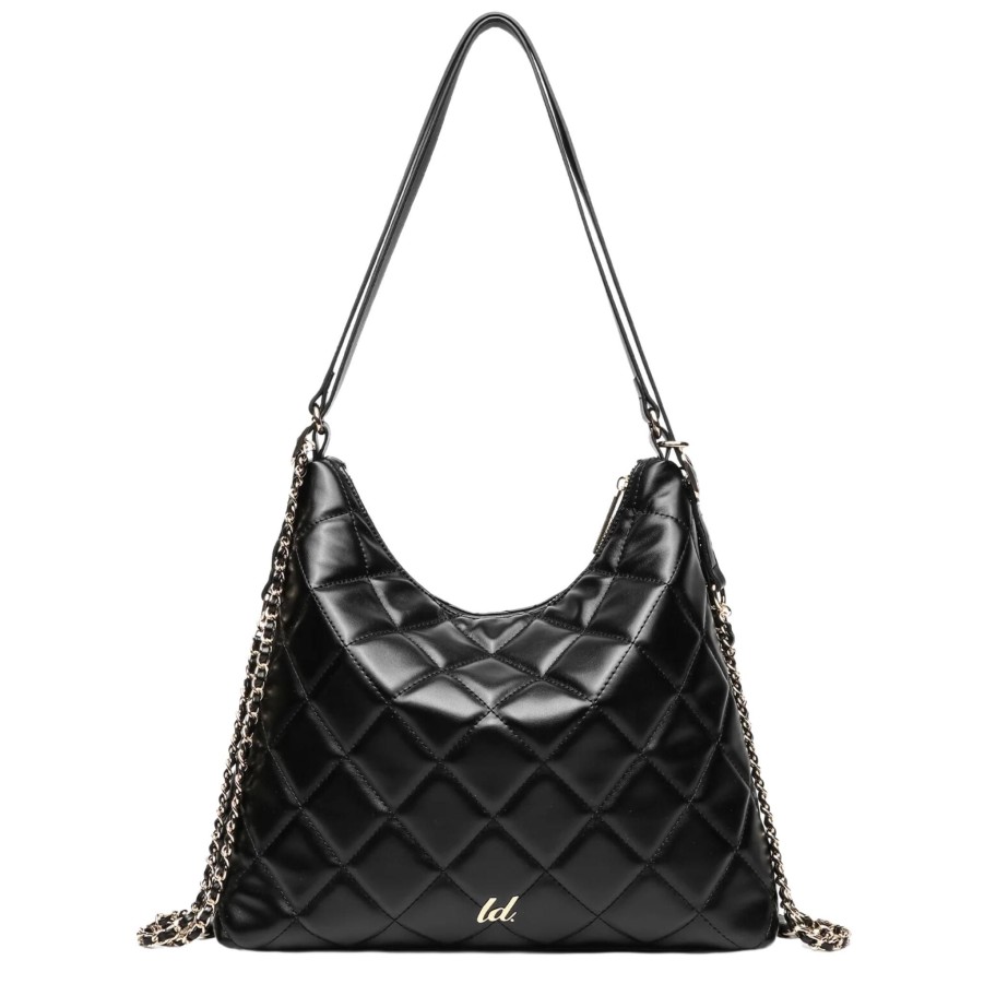 Handbags LIKE DREAMS Vegan Shoulder Bags | Dream Quilted Convertible Shoulder Bag Black