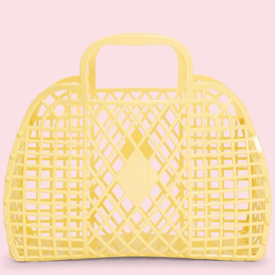 Handbags Sunjellies Beach Bags | Sunjellies Retro Basket Yellow- Large