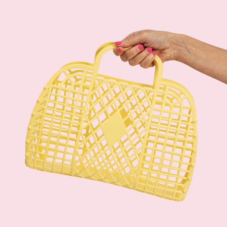 Handbags Sunjellies Beach Bags | Sunjellies Retro Basket Yellow- Large