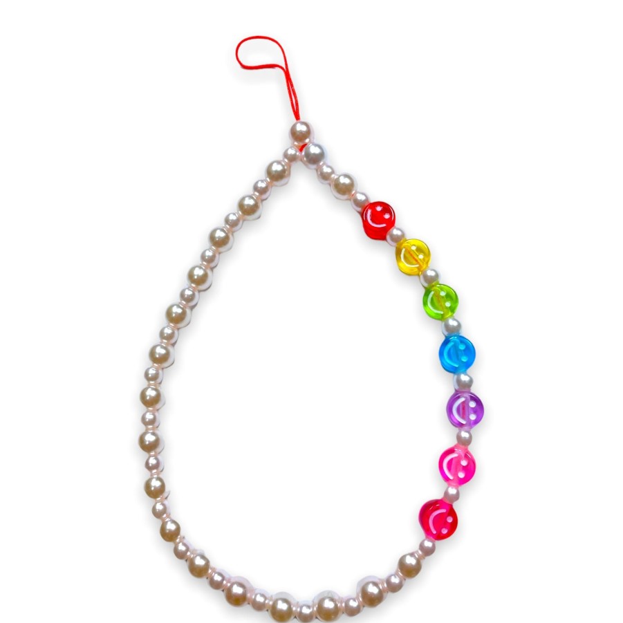 Phone Cases & Accessories Beadstein Phone Charms | Rainbow Smiley Pearl Phone Charm