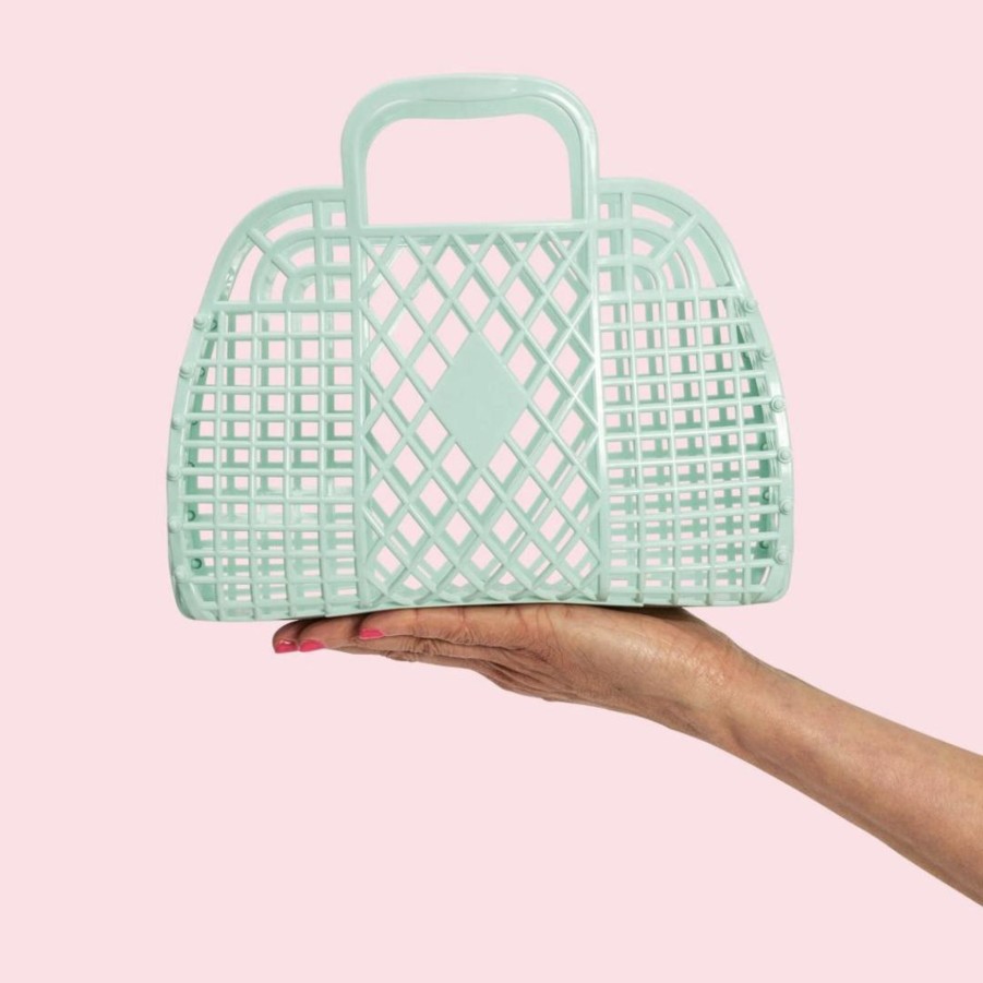 Handbags Sunjellies Beach Bags | Sunjellies Retro Basket Mint- Small