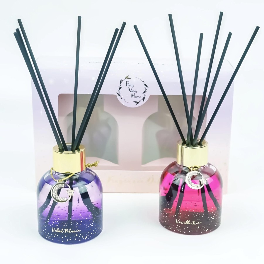 Home & Gifts Pretty Valley Pretty Valley Diffusers | Reed Fragrance Diffuser Set Velvet Petunia Vanilla Kiss Combo