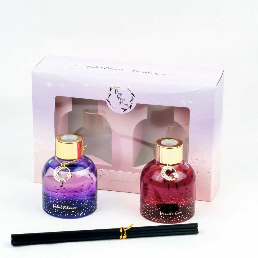 Home & Gifts Pretty Valley Pretty Valley Diffusers | Reed Fragrance Diffuser Set Velvet Petunia Vanilla Kiss Combo