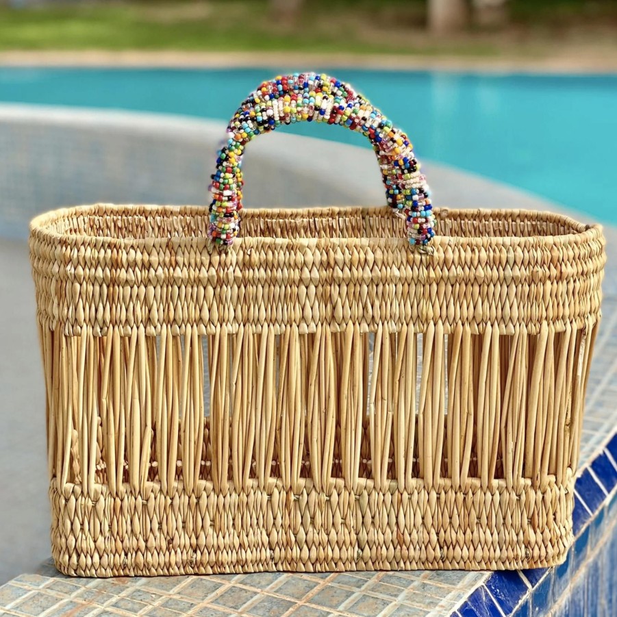 Handbags DLD Beach Vegan Totes | Souira Multicolor Beaded Basket Tote