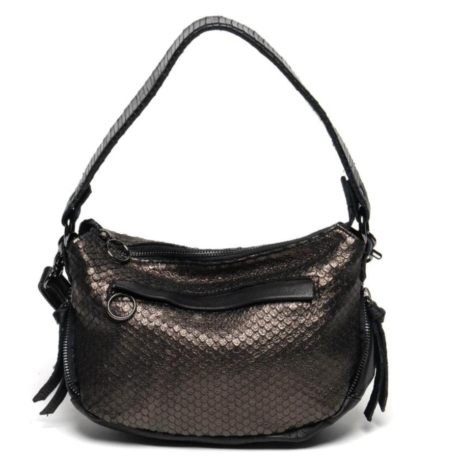 Handbags laggo Leather Shoulder Bags | Mini Candy-Gunmetal Snake Print