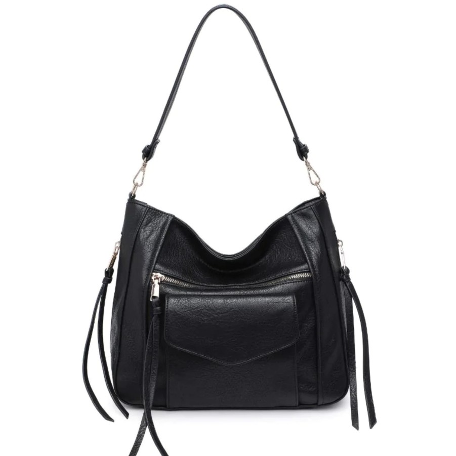 Handbags Urban Expressions Vegan Shoulder Bags | Brooke Hobo Black