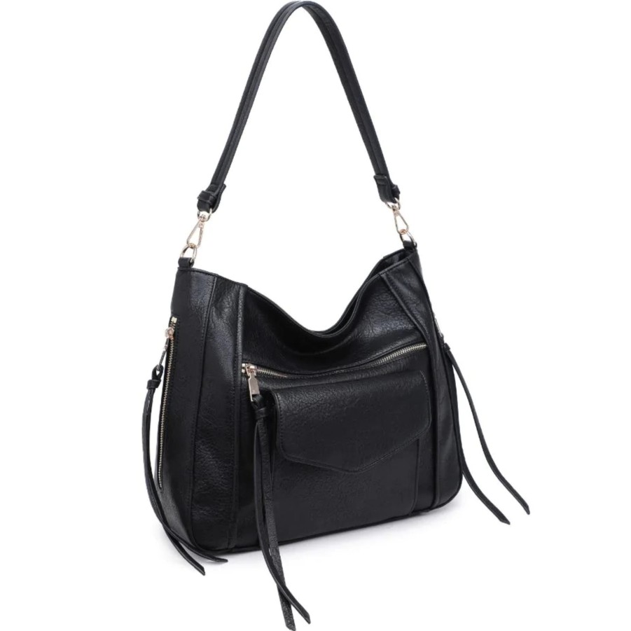 Handbags Urban Expressions Vegan Shoulder Bags | Brooke Hobo Black