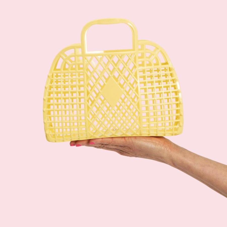 Handbags Sunjellies Beach Bags | Sunjellies Retro Basket Yellow- Small