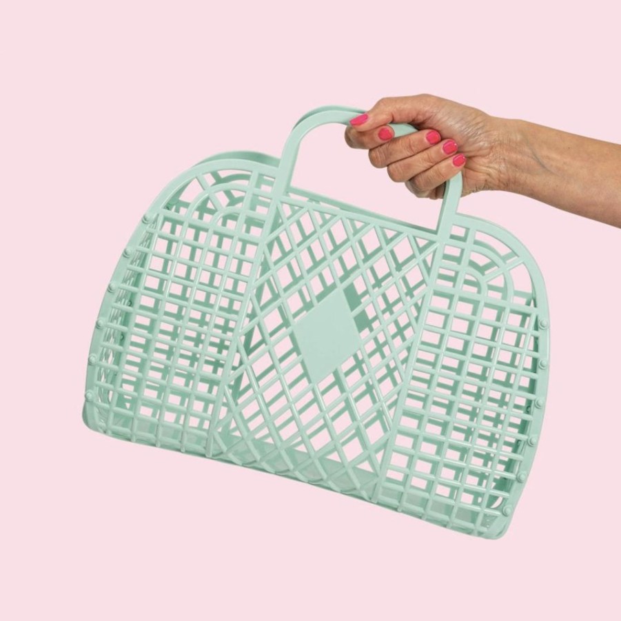 Handbags Sunjellies Beach Bags | Sunjellies Retro Basket Mint- Large