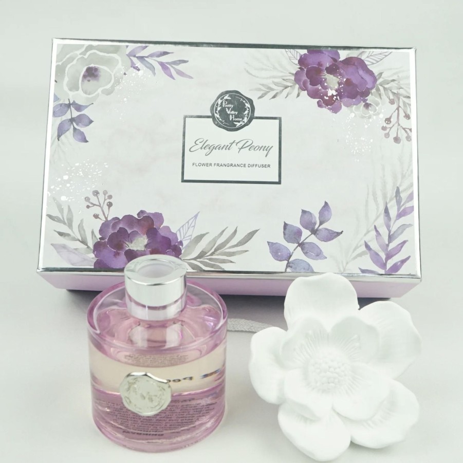 Home & Gifts Pretty Valley Pretty Valley Diffusers | Lilac Magnolia Flower Diffuser Gift Set - Elegant Peony