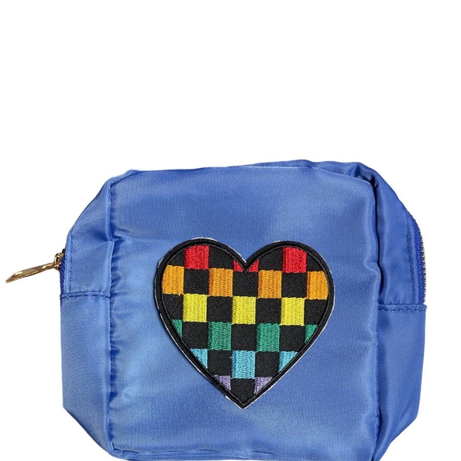 Accessories private label Diy Pouches & Patches! | Checkered Rainbow Heart Sticker Patch