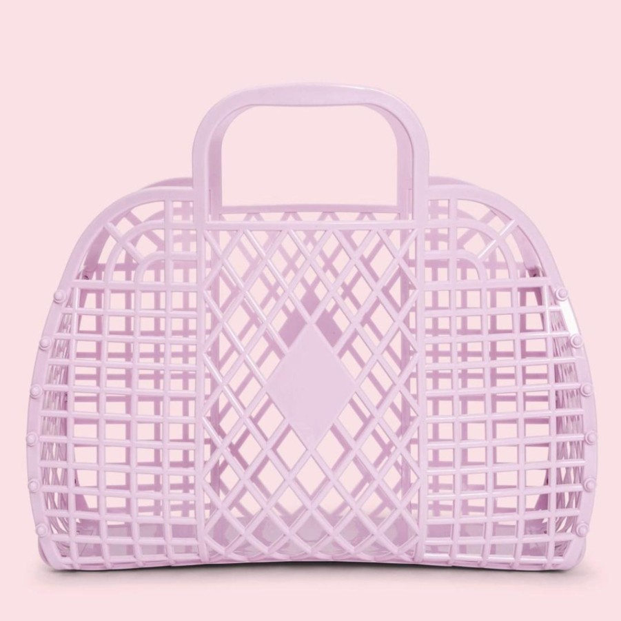 Handbags Sunjellies Beach Bags | Sunjellies Retro Basket Lilac- Large