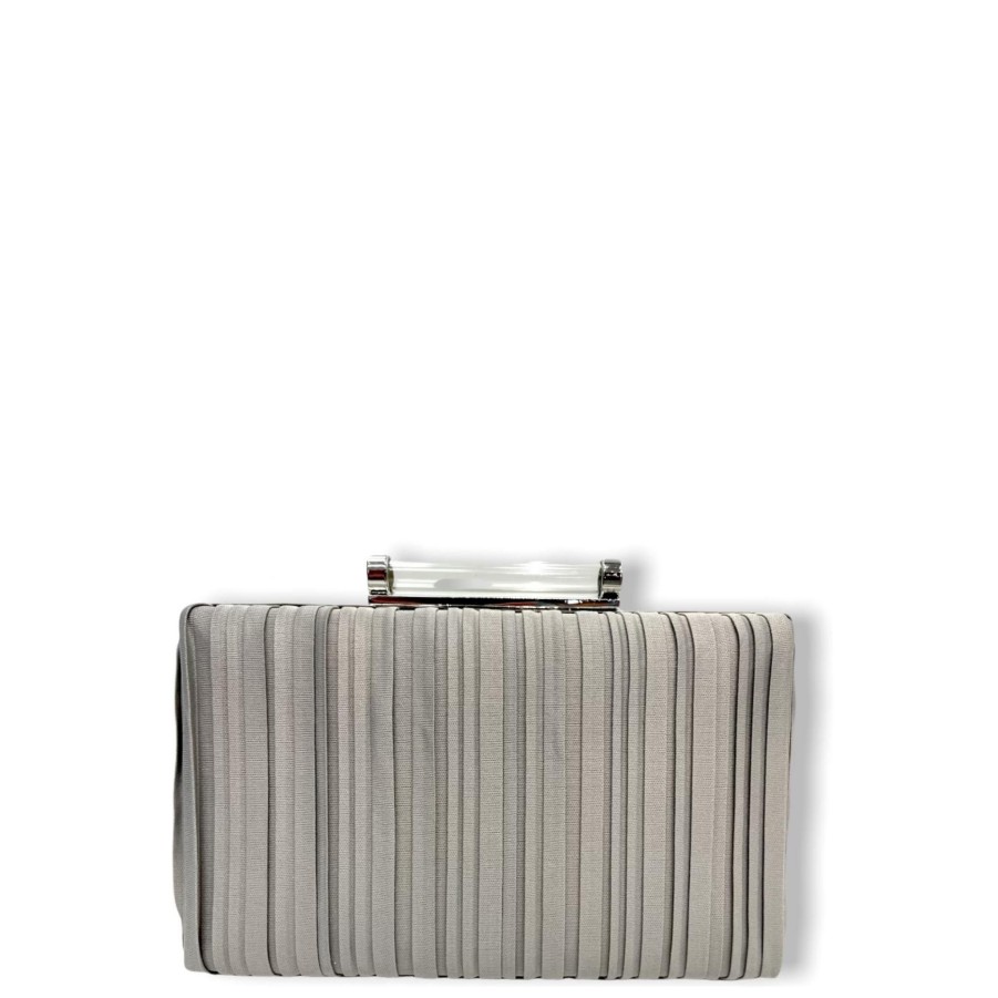 Handbags Sondra Roberts Shop All Evening | Pleated Soft Nappa Clutch With Lucite Clasp