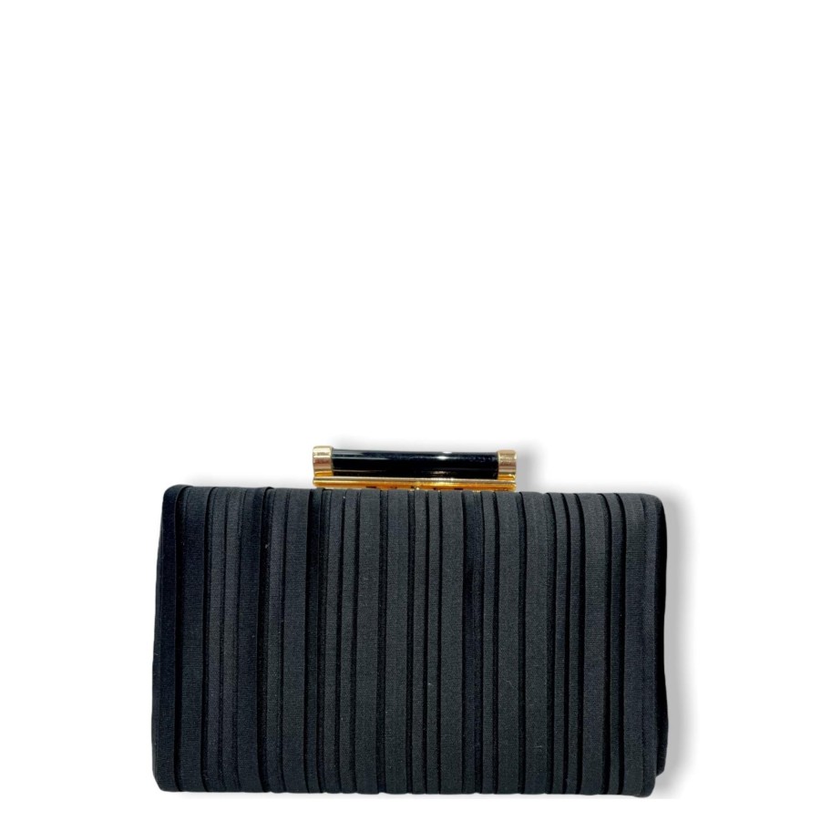 Handbags Sondra Roberts Shop All Evening | Pleated Soft Nappa Clutch With Lucite Clasp