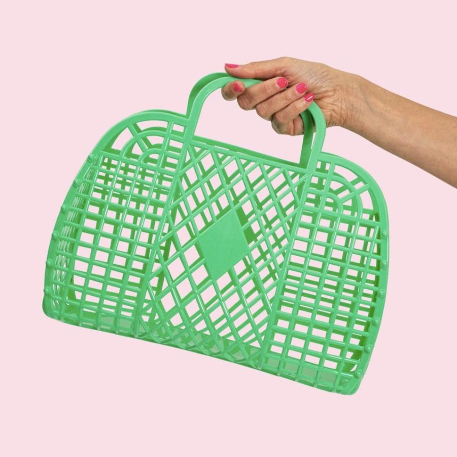 Handbags Sunjellies Beach Bags | Sunjellies Retro Basket Green- Large