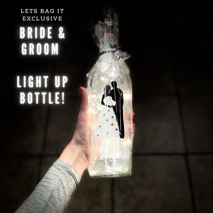 Home & Gifts private label Light Up Bottles | Bride & Groom Light Up Bottle