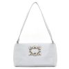 Handbags Peach accessories Evening Shoulder Bags | Crystal Buckle Detail Satin Handbag- Silver