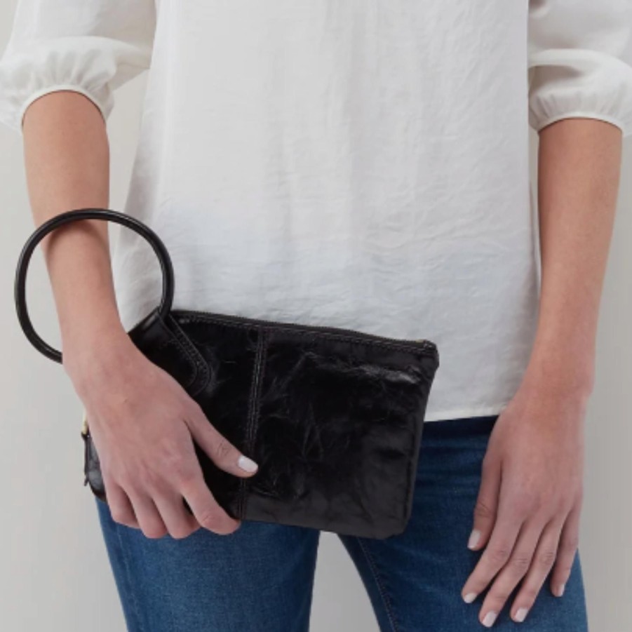 Handbags HOBO Shop All Evening | Sable Wristlet Black Polished Leather