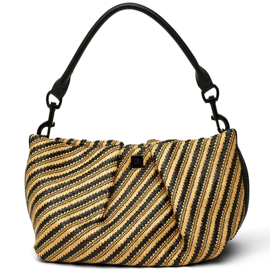 Handbags Think Royln Vegan Shoulder Bags | Savannah - Diagonal Stripe Raffia